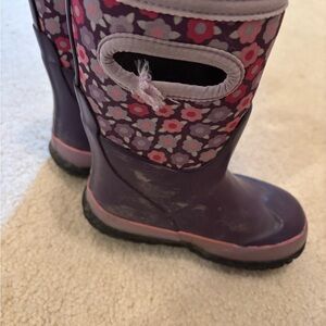 Purple Floral Kids Rain Boots